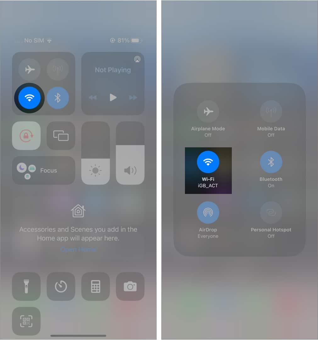 Check the internet connection on iPhone