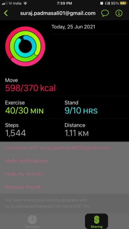 Check your friend's Activity progress from iPhone