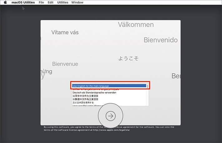 Choose Language in macOS Utilities