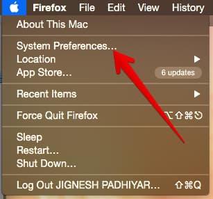 Click on System Preferences on Mac