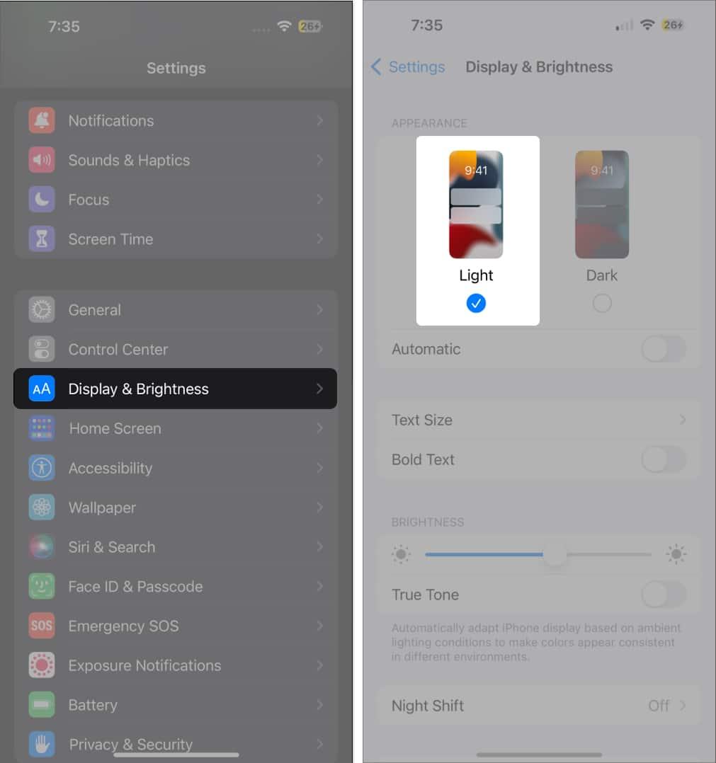 Disable dark mode