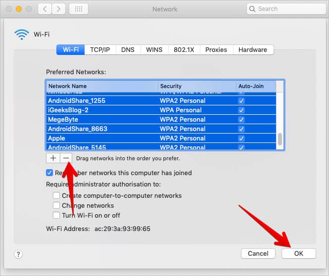 Disconnect All Wi-Fi Networks from Mac
