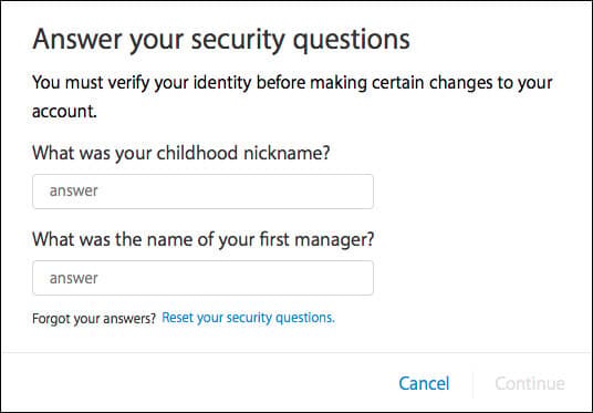 Enter Your Apple ID Security Questions and Answers on PC or Mac