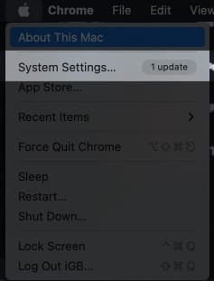 Open System Settings in macOS Ventura