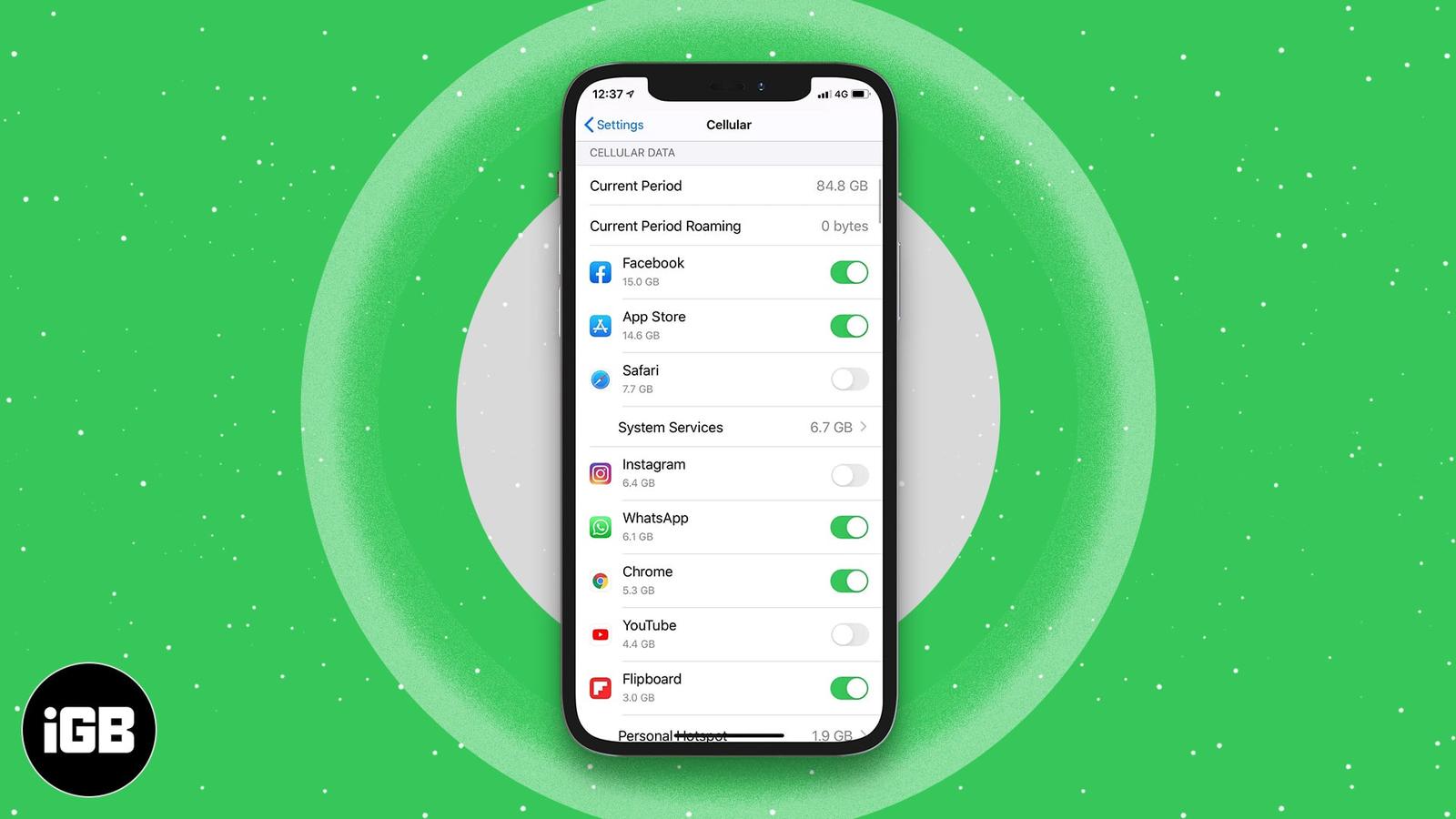 How to turn off cellular data for specific apps on iPhone