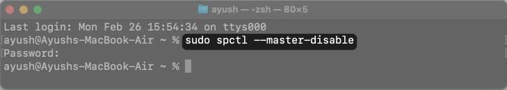 Type sudo spctl --master-disable in Terminal on mac and press return