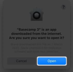 click open to install unidentified developer app
