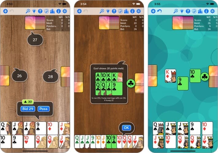 Pinochle iPhone and iPad Card Game Screenshot