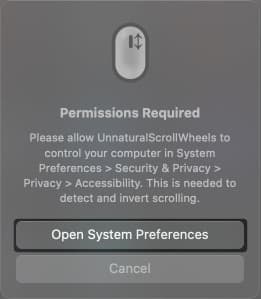 Click Open System Preferences
