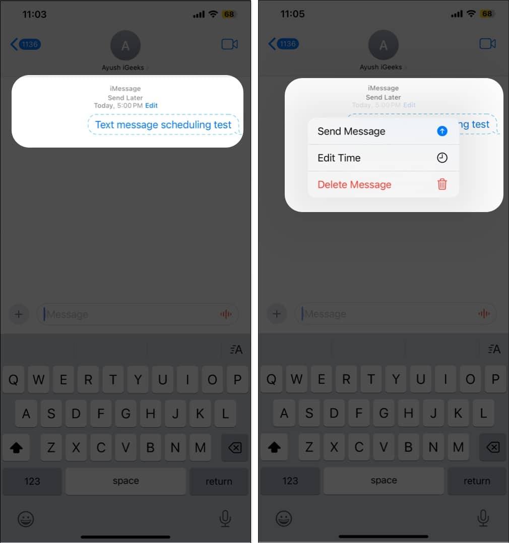 Edit or delete schedule text messages in iOS 18