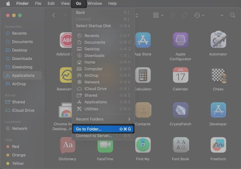 Open Finder, Click on Go and select go to Folder
