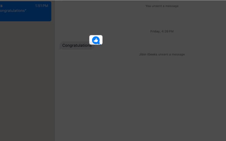 Tap on Tapback reaction above the message