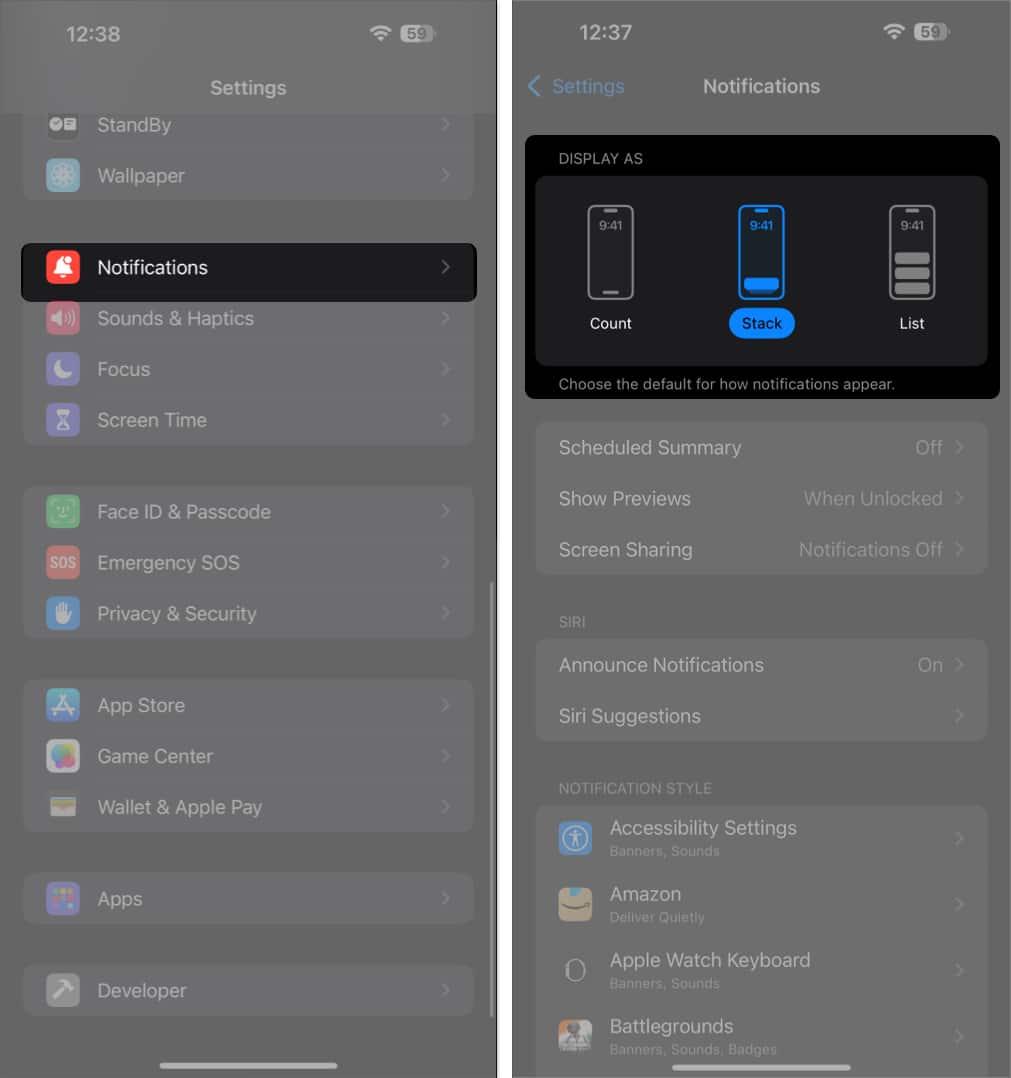 Change Notification Style on Lock Screen in iOS 18