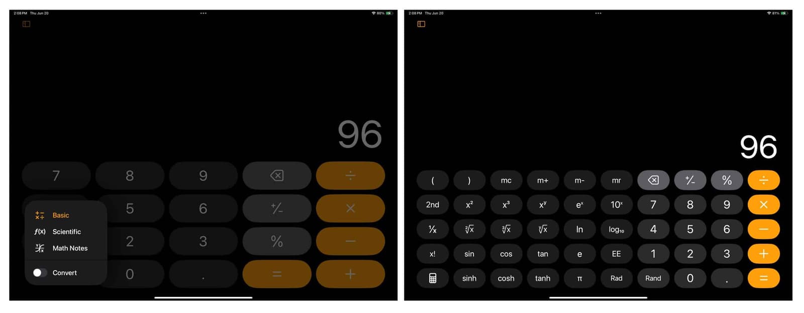 Go to Scientific Calculator on iPad