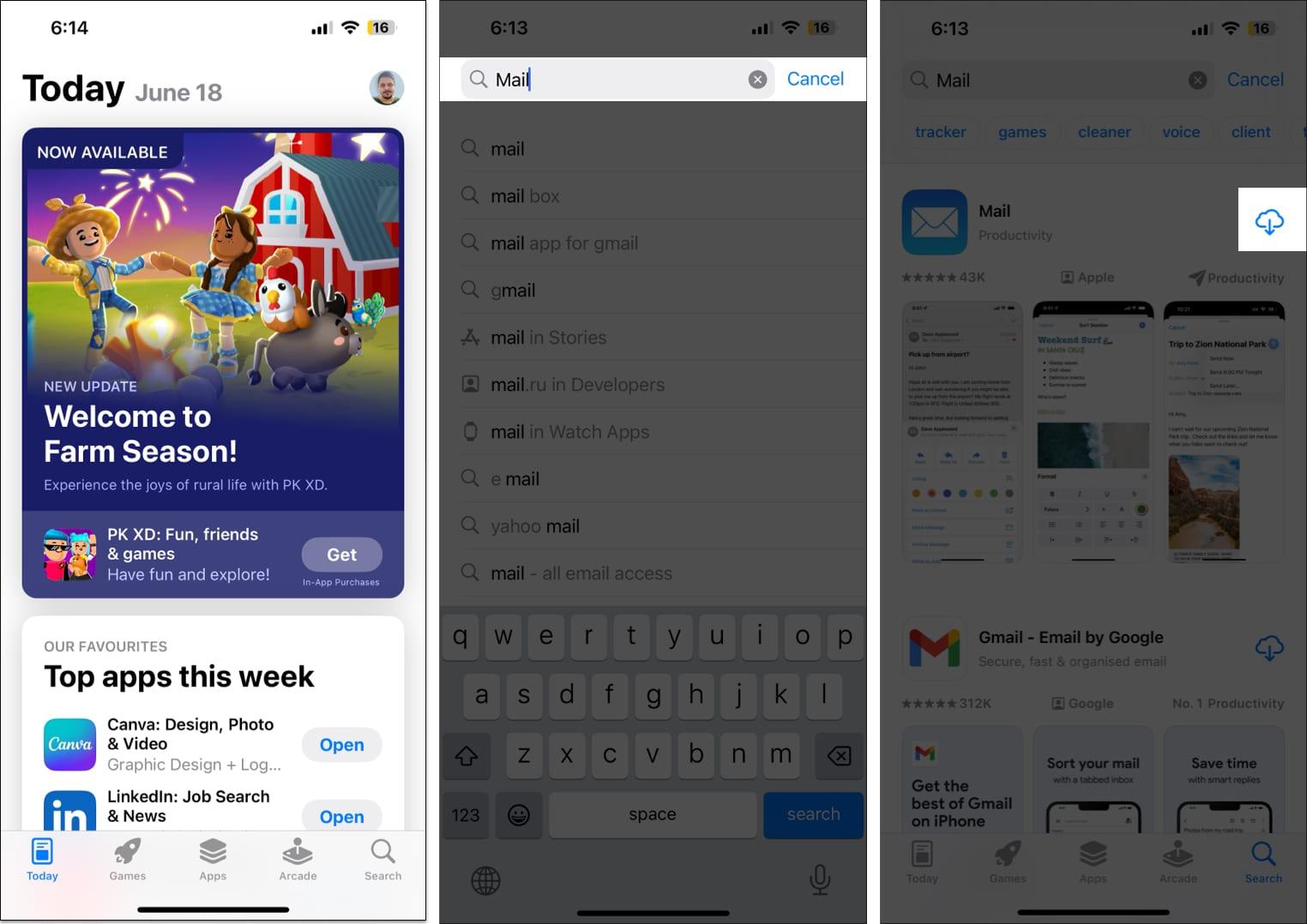 Install Apple Mail app on iPhone