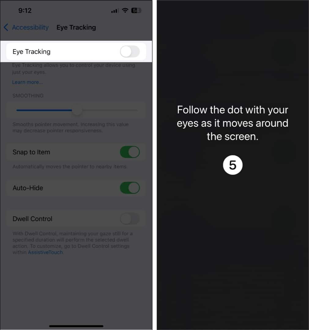 Turn on Eye Tracking in iPhone