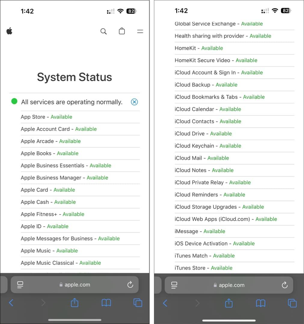 Check iCloud related service server on iPhone