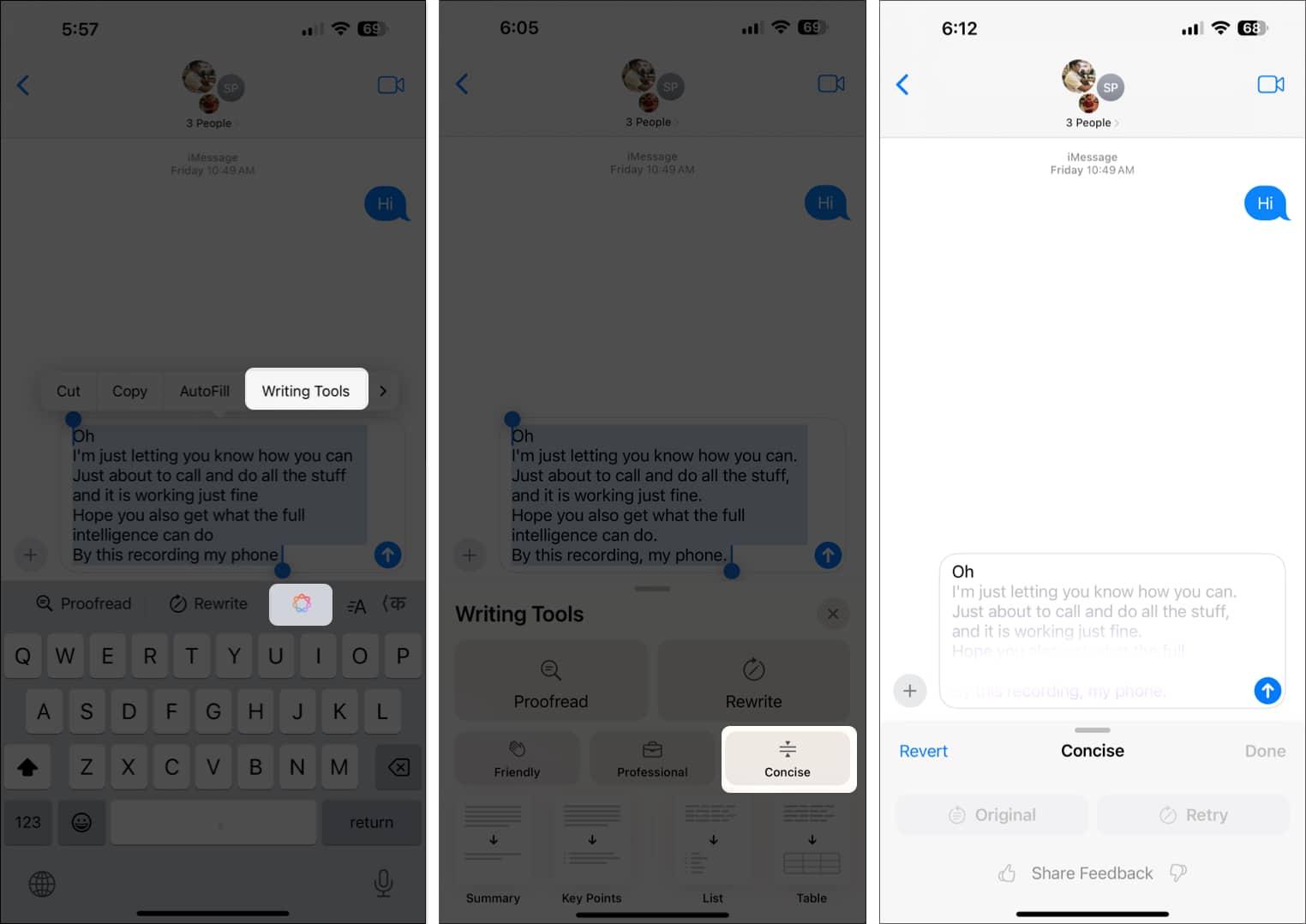 Concise content using Apple Intelligence on iPhone