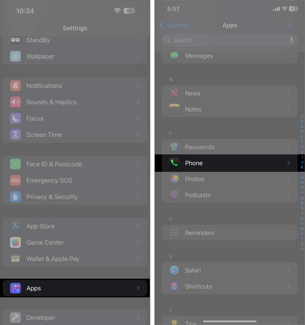 Phone settings in iOS 18 Settings app.