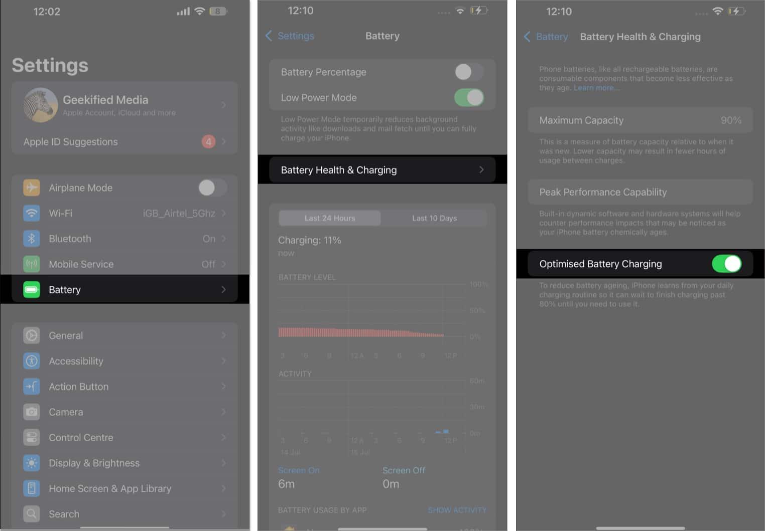 Turn on Optimized Battery Charging in Battery Health and Charging Settings