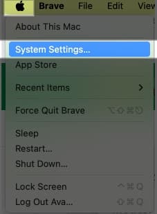 Accessing System Settings on a Mac.