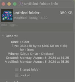 Changed icon for a folder on a Mac.