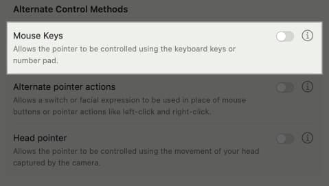 Toggled off Mouse Keys option on a MacBook.