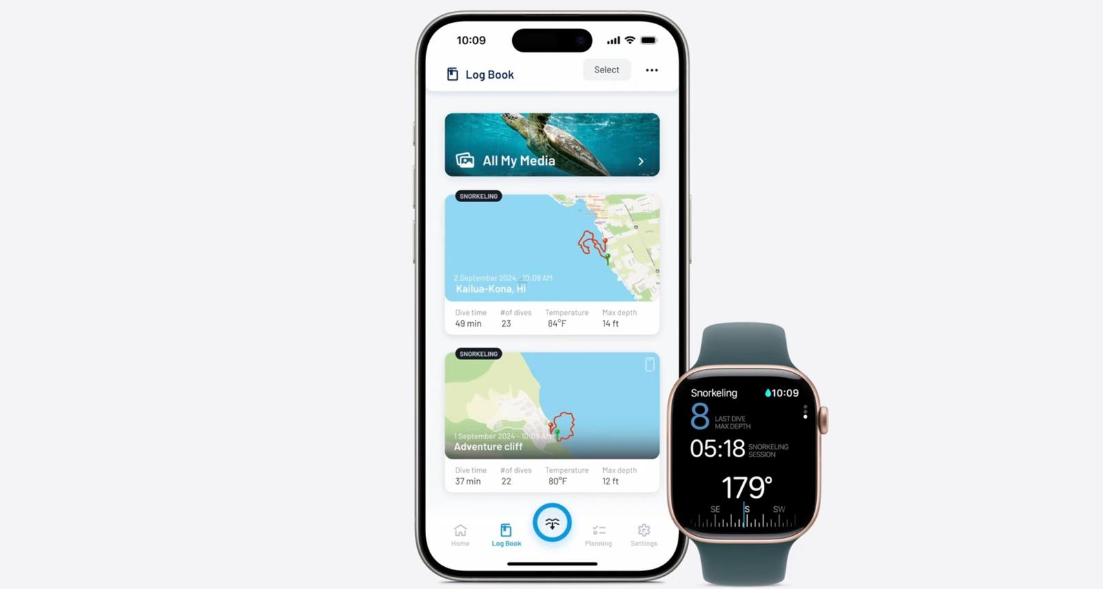 Apple Watch Series 10 Oceanic+ app.