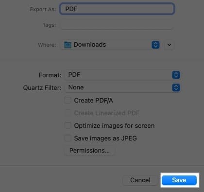 Saving unlocked PDF on a Mac.