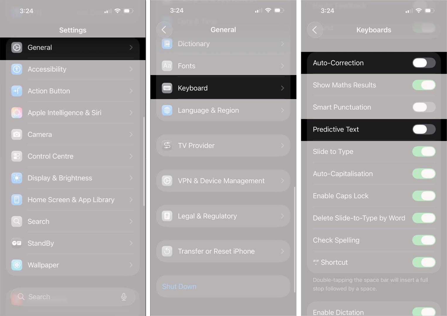 Disable Predictive Text and Auto-Correction