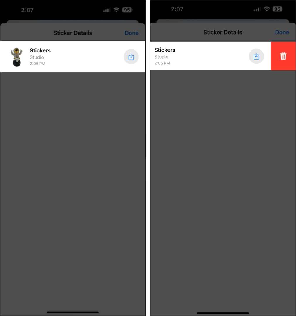 Deleting a Tapback sticker on a message in iPhone Messages app.
