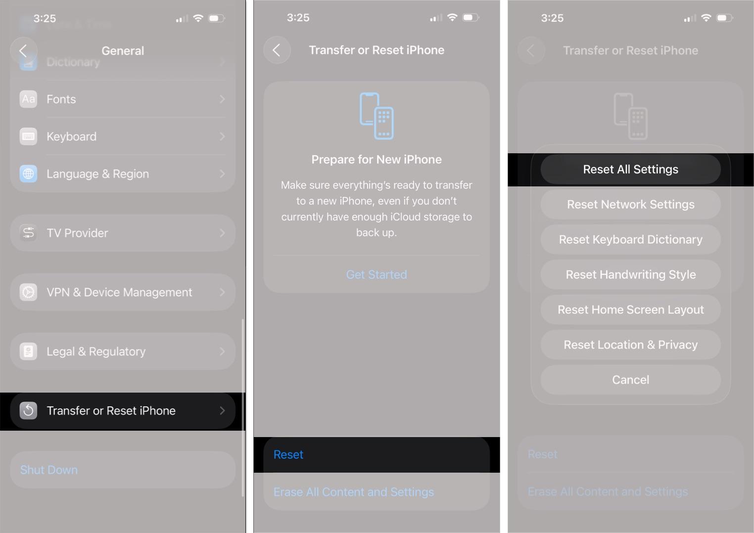 Reset All Settings on iPhone