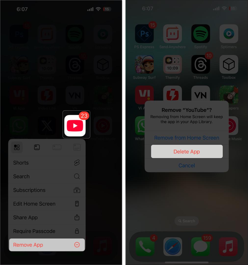 Remove YouTube app from the iPhone
