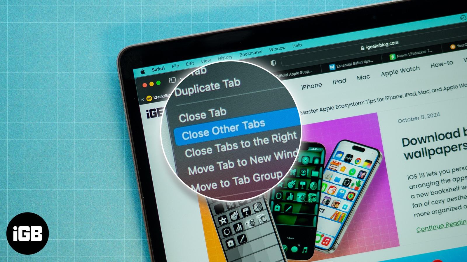 How to close all open Safari tabs except the current one on Mac