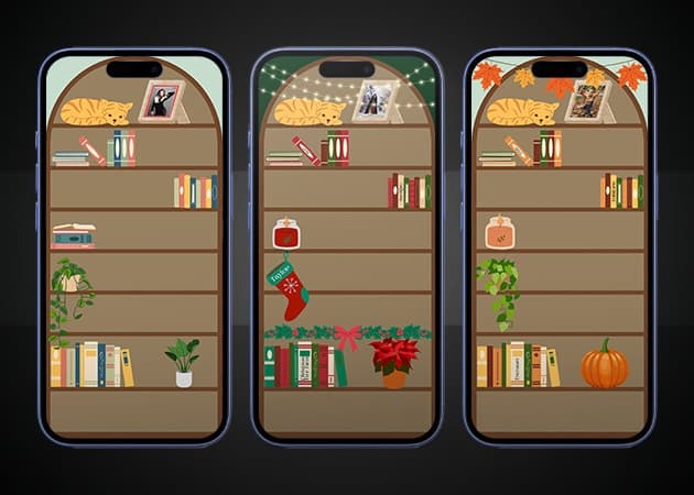 iOS 18 bookshelf iPhone wallpaper by Kristin Moore