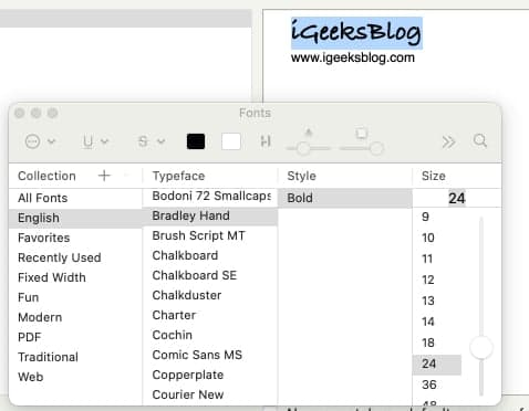 Adding a link to your email signature on a Mac.