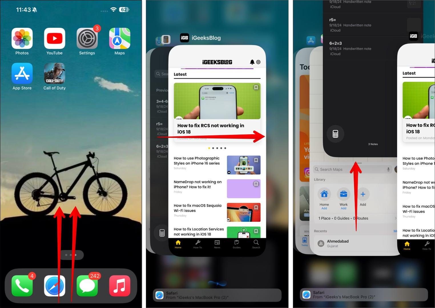 Closing apps on an iPhone without a Home button.