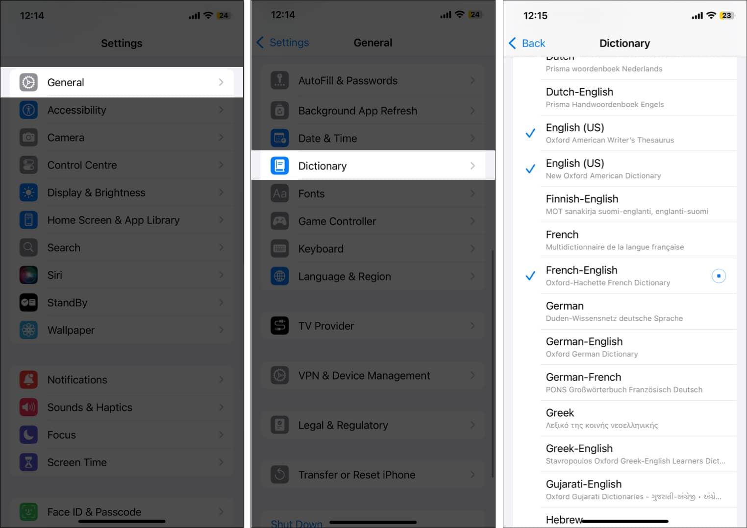 Downloading dictionaries to use in iPhone Settings.