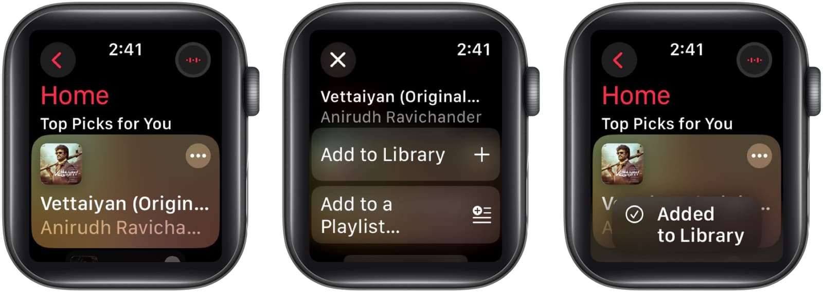 Adding music to Apple Watch directly on the watch.