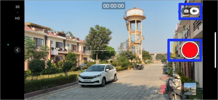 Capturing spatial video in Camera app on iPhone.