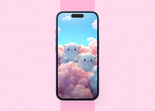 Hello Kitty pastel aesthetic wallpaper iPhone mockup.
