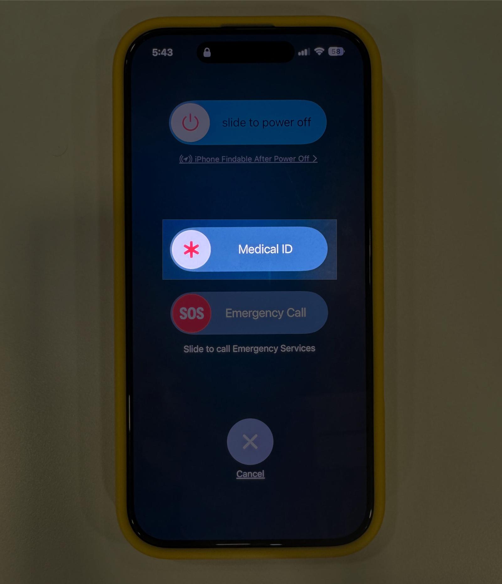 Accessing Medical ID from iPhone lock screen.