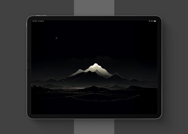 Dark mode iPad wallpaper.