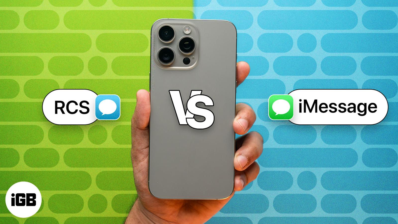 RCS vs. iMessage on an iPhone.