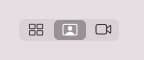 Photo and video mode buttons in the Photo Booth app on a Mac.