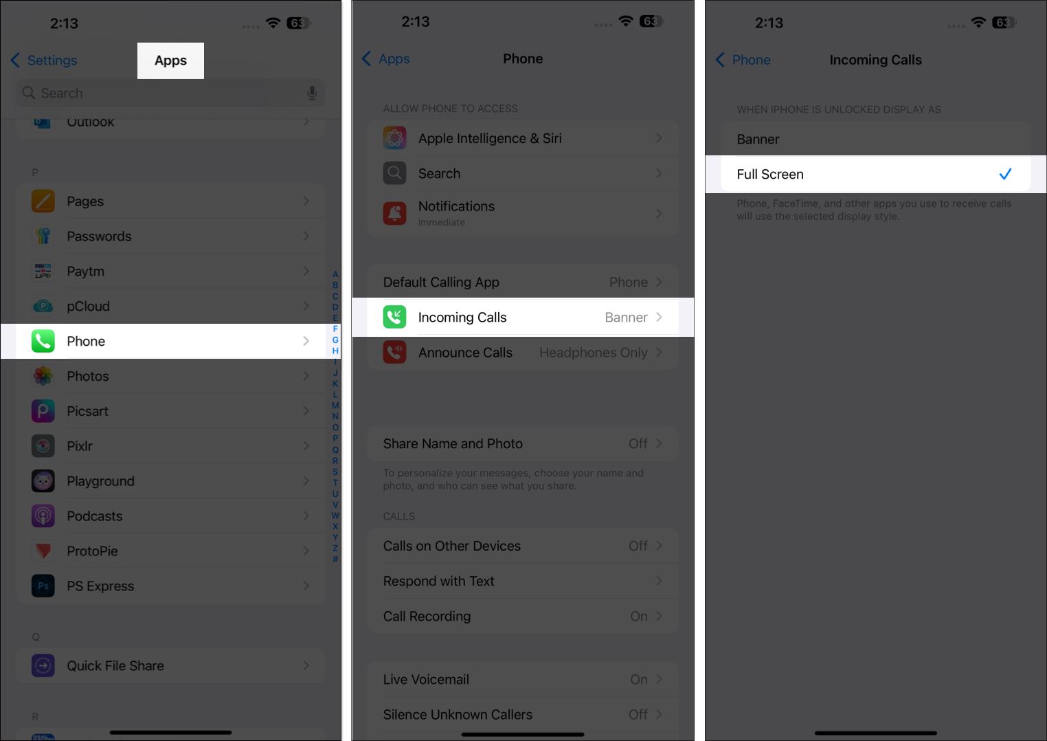 How to get incoming phone calls in full screen on iPhone