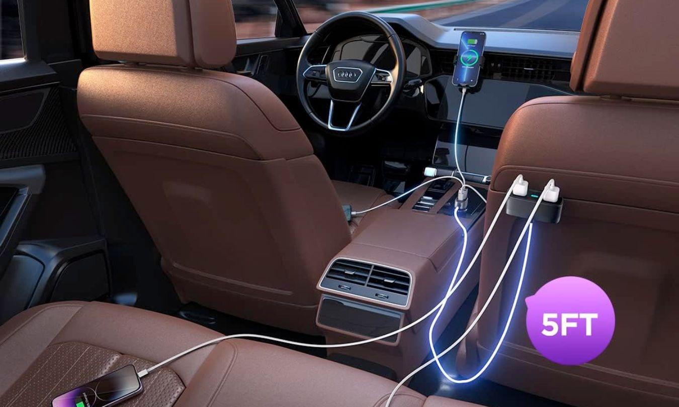 TOLLEFE 5-in-1 USB Car Charger Multi Port.