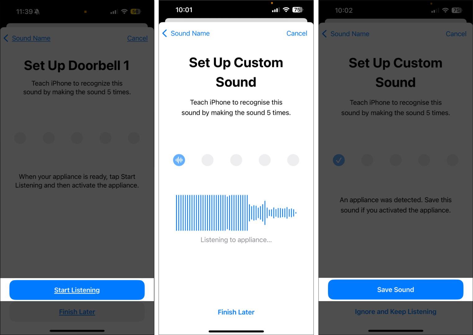 Recording custom sound to have Sound Recognition recognize them and send alerts.