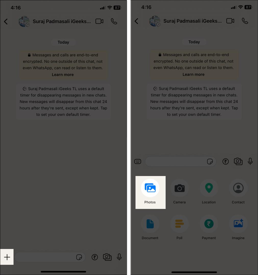 How to send multiple photos on WhatsApp for iPhone