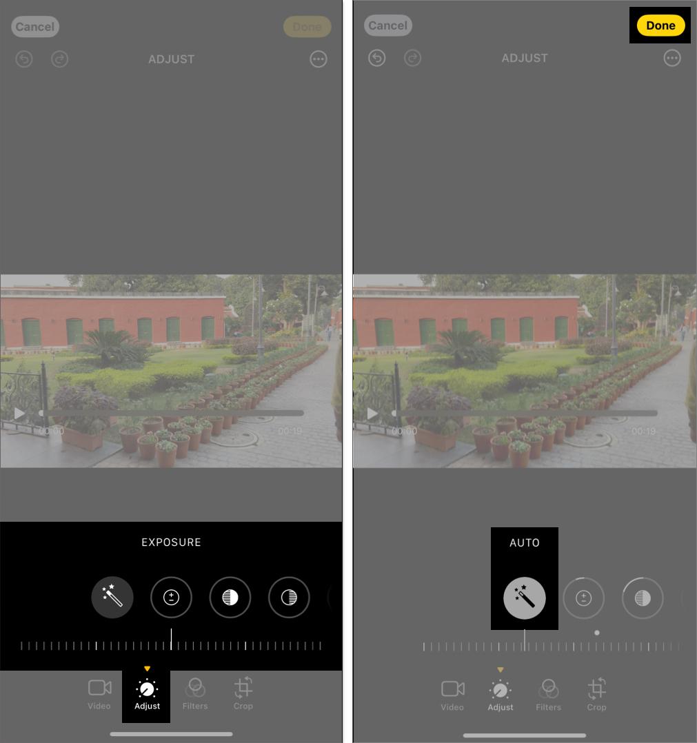 Adjusting color and brightness of the video.